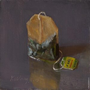 Wang Fine Art - a teabag still life oil painting small work of art daily painting a day
